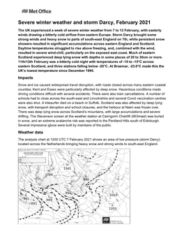 Severe Winter Weather and Storm Darcy, February 2021