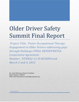 Older Driver Safety Summit Final Report