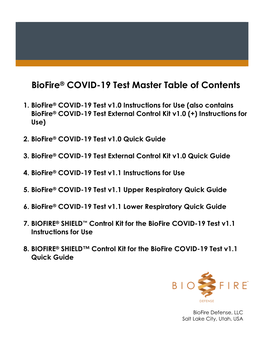 Biofire COVID-19 Test V1.1 Instructions for Use