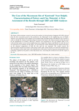 Τhe Case of the Mycenaean Site of 'Kastrouli' Near Delphi