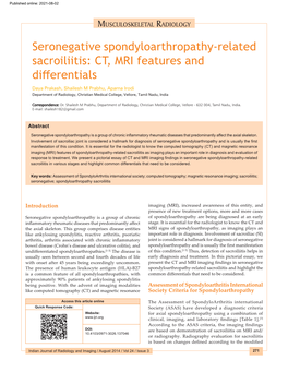 Seronegative Spondyloarthropathy‑Related Sacroiliitis