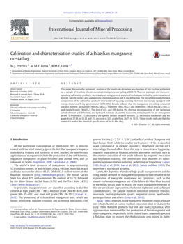 Calcination and Characterisation Studies of a Brazilian Manganese Ore Tailing