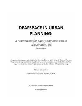 DEAFSPACE in URBAN PLANNING: a Framework for Equity and Inclusion in Washington, DC Derrick J