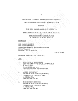 In the High Court of Karnataka at Bengaluru Dated This the 03Rd Day of December, 2018 Before the Hon' Ble Mr. Justice B. Veerapp