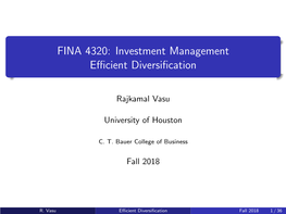 FINA 4320: Investment Management Efficient Diversification