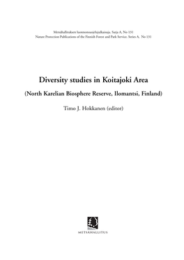 Diversity Studies in Koitajoki (3.4 MB, Pdf)