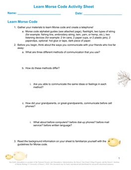 Learn Morse Code Activity Sheet