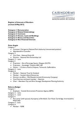 Register of Interests of Members (Revised 24 May 2017)