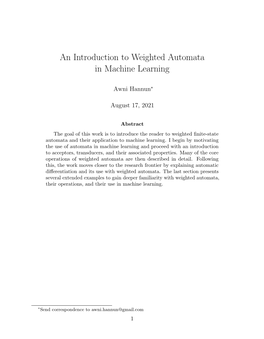 An Introduction to Weighted Automata in Machine Learning