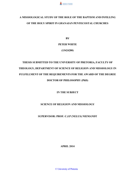 A Missiological Study of the Role of the Baptism and Infilling