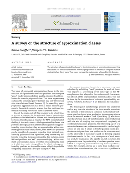 A Survey on the Structure of Approximation Classes