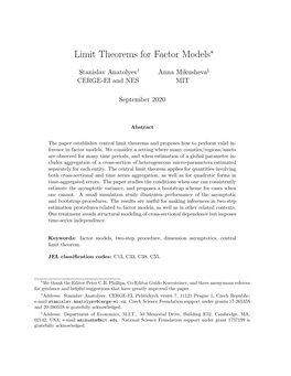 Limit Theorems for Factor Models∗