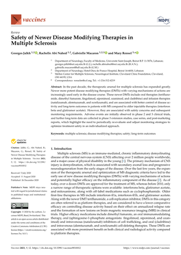 Safety of Newer Disease Modifying Therapies in Multiple Sclerosis