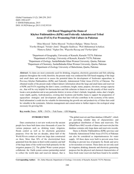 GIS Based Mappingof the Dams of Khyber Pakhtunkhwa (KPK) and Federally Administered Tribal Areas (FATA) for Promoting Fish Culture in Pakistan