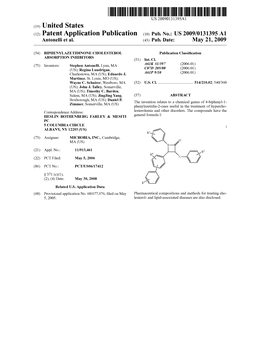 Patent Application Publication (10) Pub. No.: US 2009/0131395 A1 Antonelli Et Al