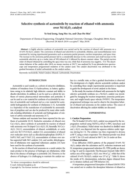 Selective Synthesis of Acetonitrile by Reaction of Ethanol with Ammonia Over Ni/Al2o3 Catalyst 1053