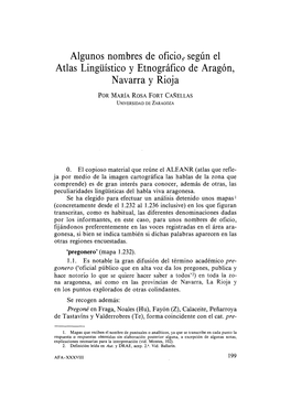 Algunos Nombres De Oficio, Según El Atlas Lingüístico Y Etnográfico De Aragón, Navarra Y Rioja