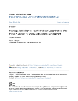 Creating a Public Plan for New York's Great Lakes Offshore Wind Power