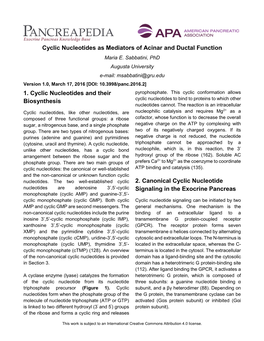 Cyclic Nucleotides As Mediators of Acinar and Ductal Function Maria E