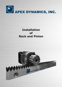 Installation of Rack and Pinion