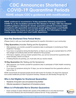 Shortened Quarantine Guidance