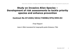 Study on Invasive Alien Species – Development of Risk Assessments: Final Report (Year 1) - Annex 4: Risk Assessment for Lampropeltis Getula