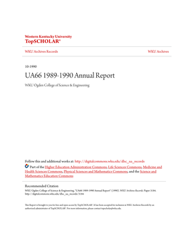 UA66 1989-1990 Annual Report WKU Ogden College of Science & Engineering