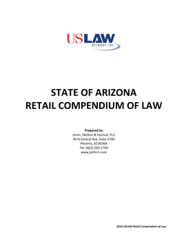 State of Arizona Retail Compendium of Law