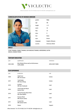 Curriculum Vitae of Keenan Arrison