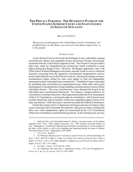 The Privacy Paradox: the Divergent Paths of the United States Supreme Court and State Courts on Issues of Sexuality