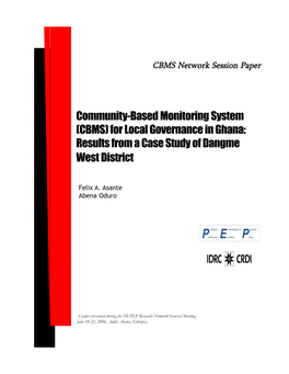 For Local Governance in Ghana: Results from a Case Study of Dangme West District