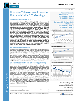 C O M PA N Y N O T E Orascom Telecom and Orascom Telecom