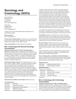 Sociology and Criminology (SOCI) 1