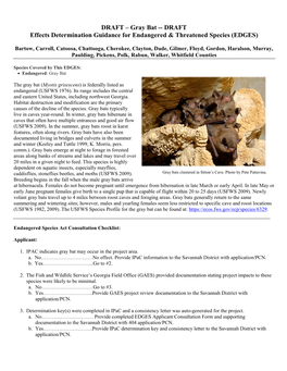 Gray Bat -- DRAFT Effects Determination Guidance for Endangered & Threatened Species (EDGES)