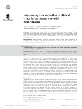 Interpreting Risk Reduction in Clinical Trials for Pulmonary Arterial Hypertension