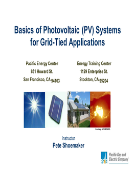 Basics of Photovoltaic (PV) Systems for Grid-Tied Applications