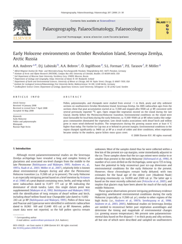 Early Holocene Environments on October Revolution Island, Severnaya Zemlya, Arctic Russia