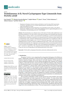 Trichilianones A-D, Novel Cyclopropane-Type Limonoids from Trichilia Adolﬁ