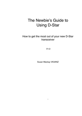 Newbies Guide to D-Star