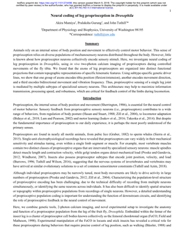 Neural Coding of Leg Proprioception in Drosophila