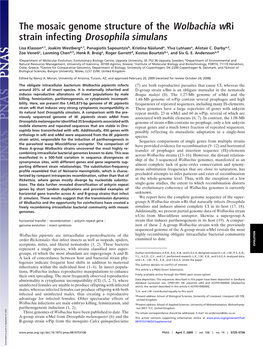 The Mosaic Genome Structure of the Wolbachia Wri Strain Infecting Drosophila Simulans