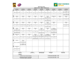 BNP Paribas Open ORDER of PLAY - FRIDAY, 13 MARCH 2015