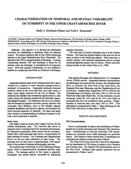 Characterization of Temporal and Spatial Variability of Turbidity in the Upper Chattahoochee River