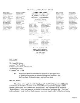July 17, 2019 VIA EAPPS Mr. Adam M. Drimer Assistant Vice President