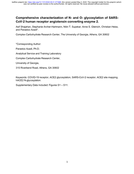 Glycosylation of SARS-Cov-2 Human Receptor Angiotensin