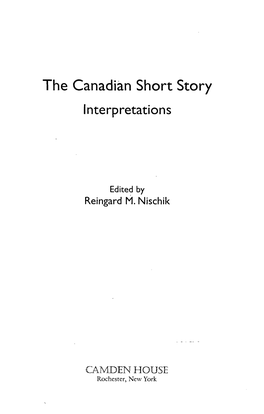 The Canadian Short Story Interpretations