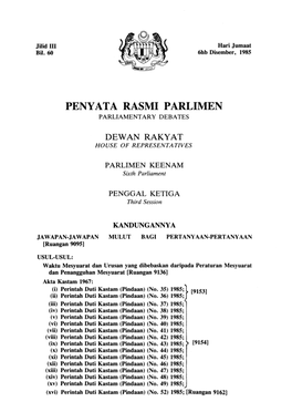 Penyata Rasmi Parlimen Parliamentary Debates