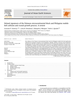 Onland Signatures of the Palawan Microcontinental Block and Philippine Mobile Belt Collision and Crustal Growth Process: a Review