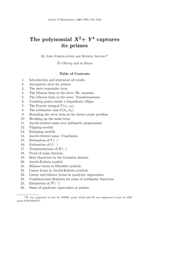 The Polynomial X2+ Y4 Captures Its Primes