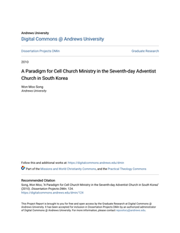 A Paradigm for Cell Church Ministry in the Seventh-Day Adventist Church in South Korea
